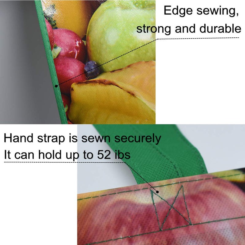 FENELY Reusable Grocery Bags Shopping Foldable Large Tote Bags Heavy Duty,Washable Bulk Bags with Handles and Eco-Friendly Ripstop Waterproof Material, Fruit Recycle Gift Bags 18.3inX15.7inX6.7in (XL) - Image 3